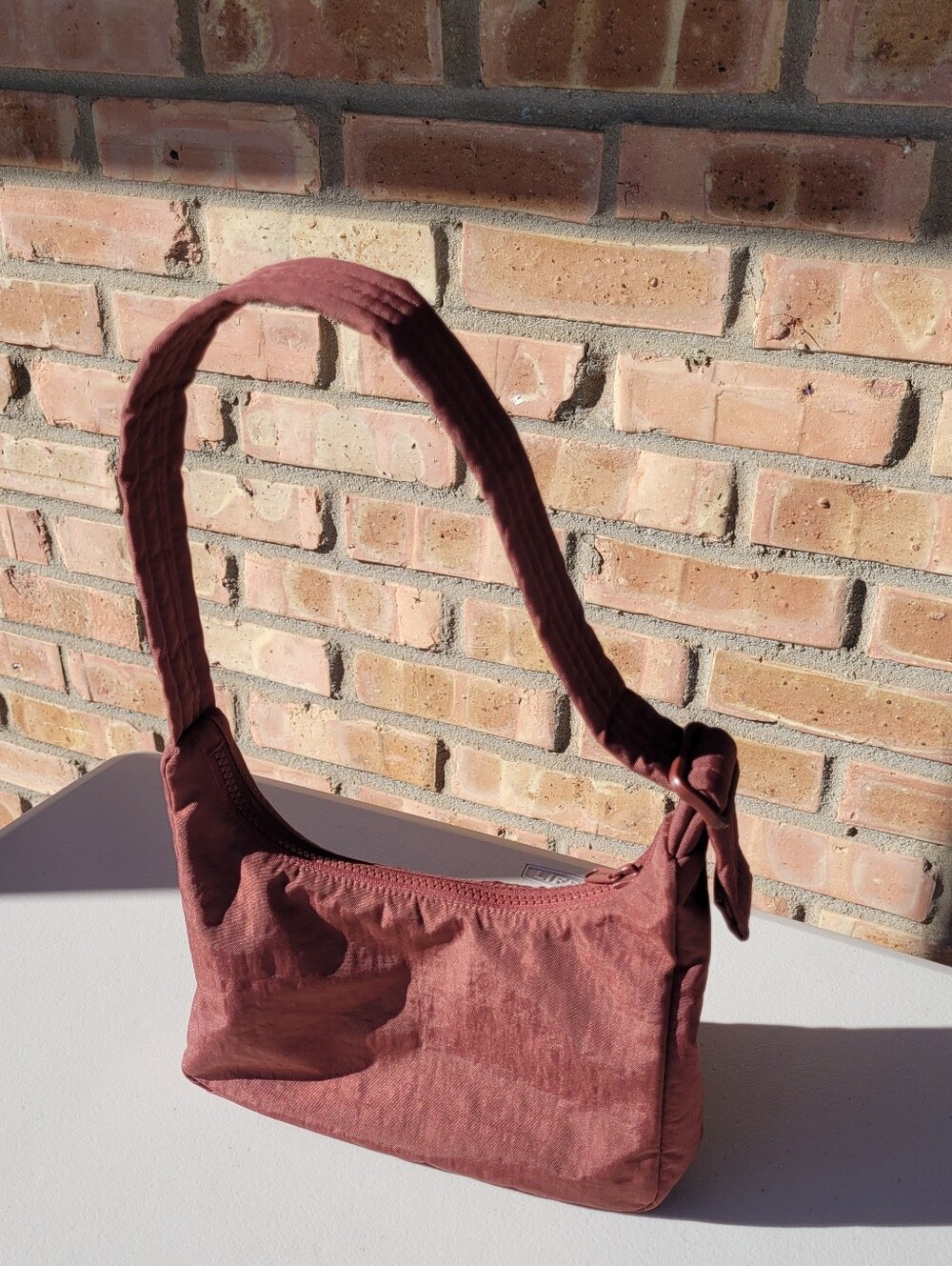 BAGGU Like New Mahogany Mini Nylon Shoulder Bag